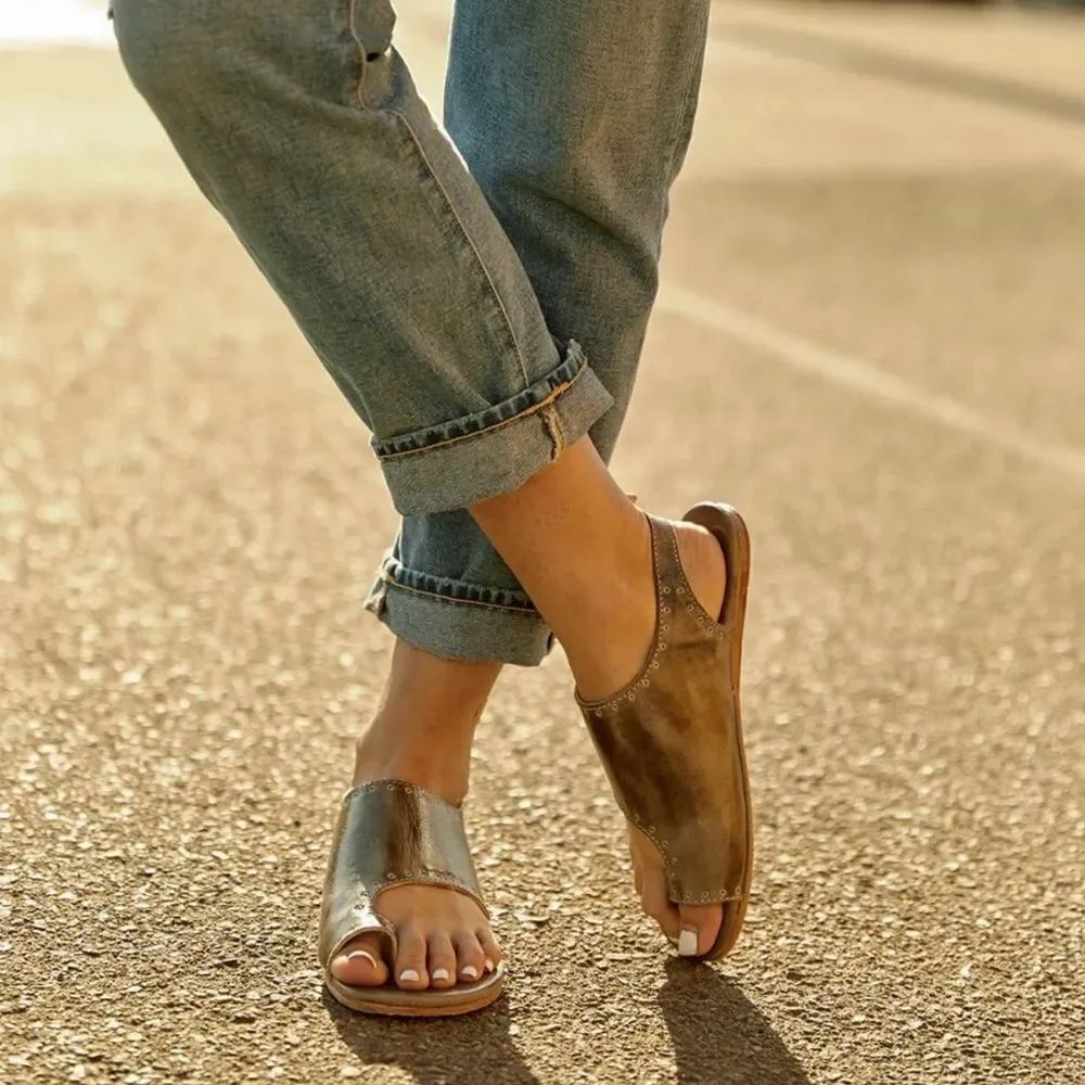 BED STU TAUPE RUSTIC MISHA LEATHER SANDALS SZ 10